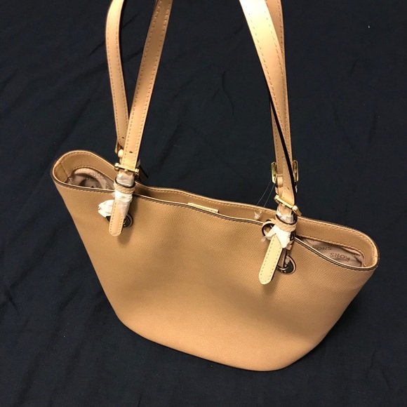 New, Michael Kora Jet Set leather tote in camel - Picture 4 of 10